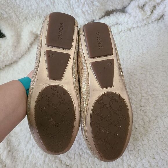 Vionic Sydney metallic gold snake print mock driving loafer size 8 - Picture 6 of 10